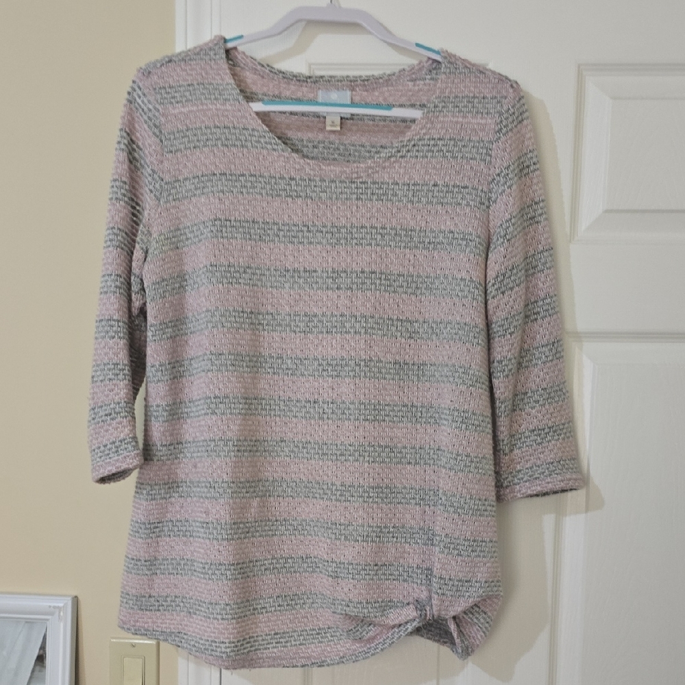Dress Barn Blush and Gray Textured Top